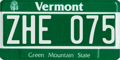 VT license plate ZHE075