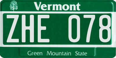 VT license plate ZHE078