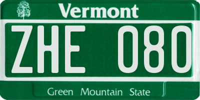 VT license plate ZHE080