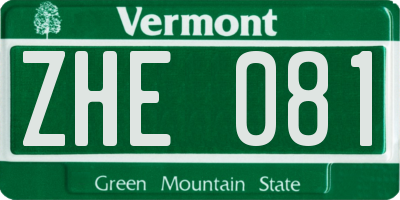 VT license plate ZHE081