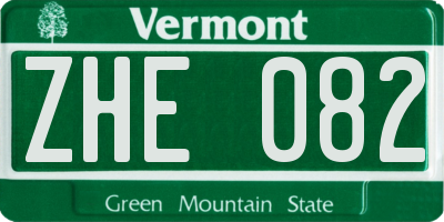 VT license plate ZHE082