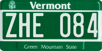 VT license plate ZHE084