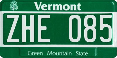 VT license plate ZHE085