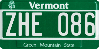 VT license plate ZHE086