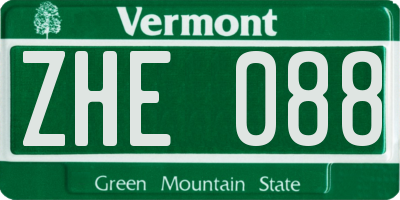 VT license plate ZHE088
