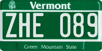VT license plate ZHE089