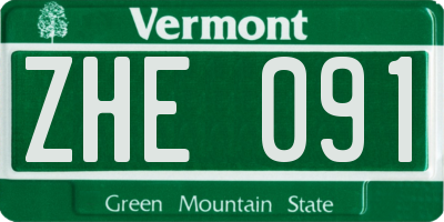 VT license plate ZHE091
