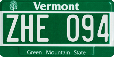 VT license plate ZHE094