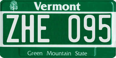 VT license plate ZHE095