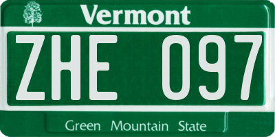 VT license plate ZHE097