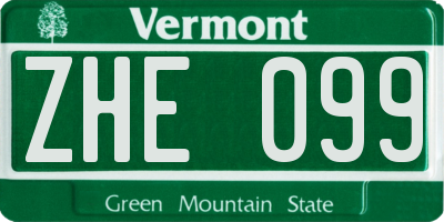 VT license plate ZHE099