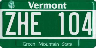VT license plate ZHE104