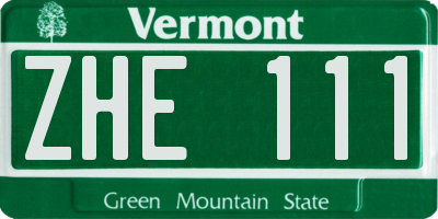 VT license plate ZHE111
