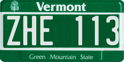 VT license plate ZHE113