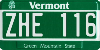 VT license plate ZHE116