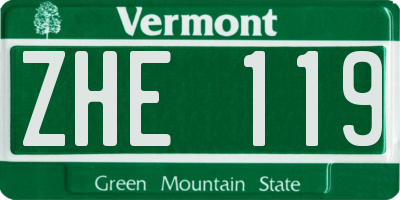 VT license plate ZHE119