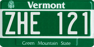 VT license plate ZHE121