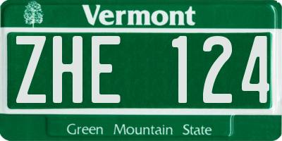 VT license plate ZHE124