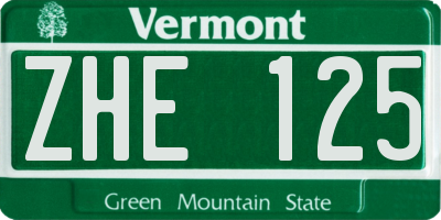 VT license plate ZHE125