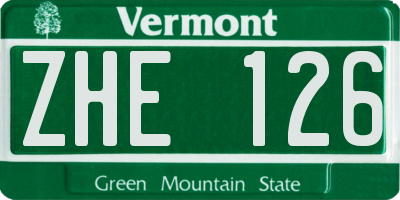 VT license plate ZHE126