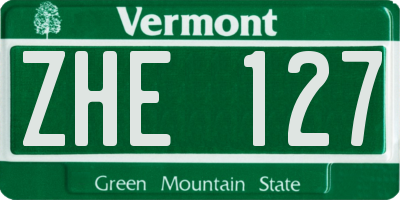 VT license plate ZHE127