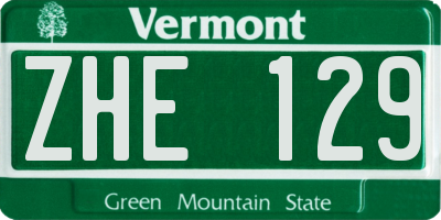 VT license plate ZHE129