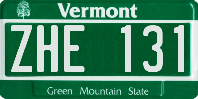 VT license plate ZHE131