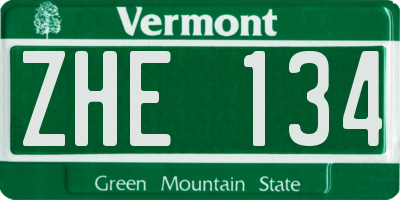 VT license plate ZHE134