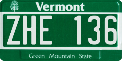 VT license plate ZHE136