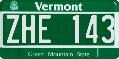 VT license plate ZHE143