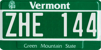 VT license plate ZHE144