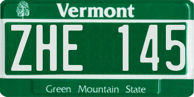 VT license plate ZHE145