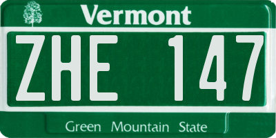 VT license plate ZHE147