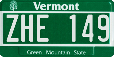 VT license plate ZHE149