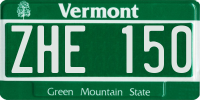 VT license plate ZHE150