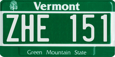 VT license plate ZHE151