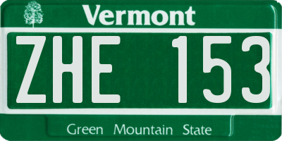 VT license plate ZHE153