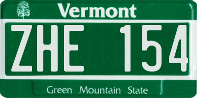 VT license plate ZHE154