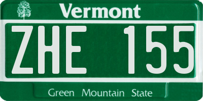 VT license plate ZHE155