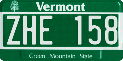 VT license plate ZHE158