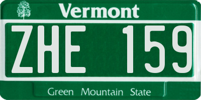 VT license plate ZHE159