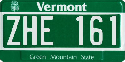 VT license plate ZHE161