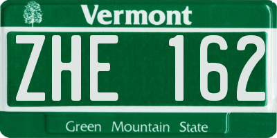 VT license plate ZHE162