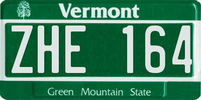 VT license plate ZHE164