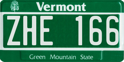 VT license plate ZHE166