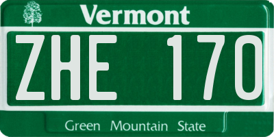 VT license plate ZHE170
