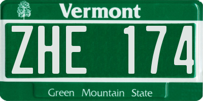 VT license plate ZHE174