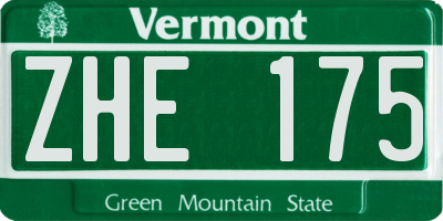 VT license plate ZHE175