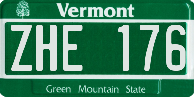 VT license plate ZHE176
