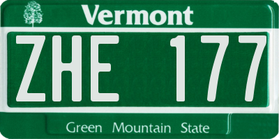 VT license plate ZHE177